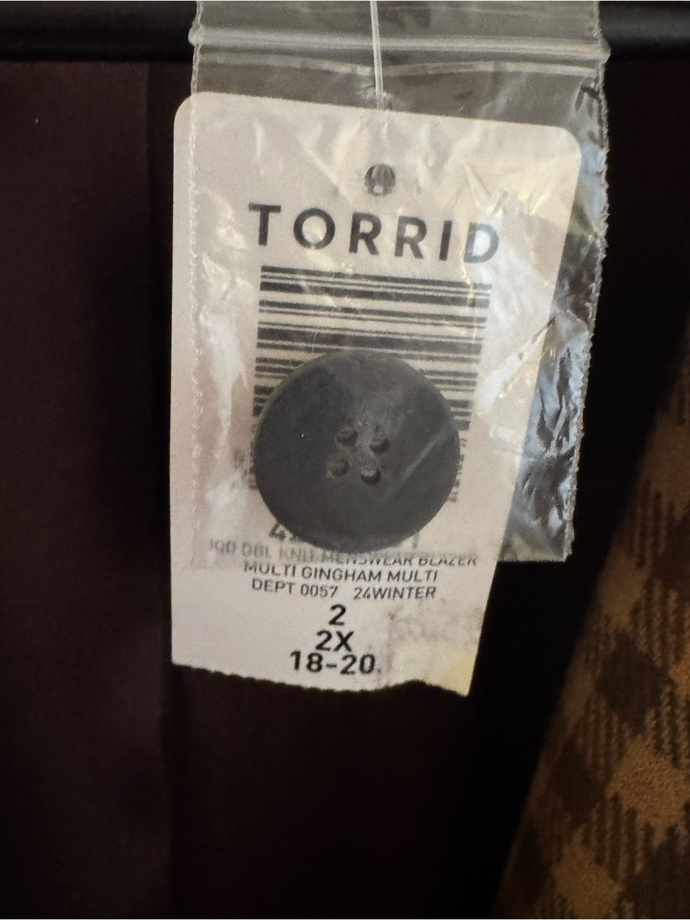 Torrid Brown Gingham Menswear Blazer Size 2 2X NWT Plaid Jacket - Picture 10 of 10